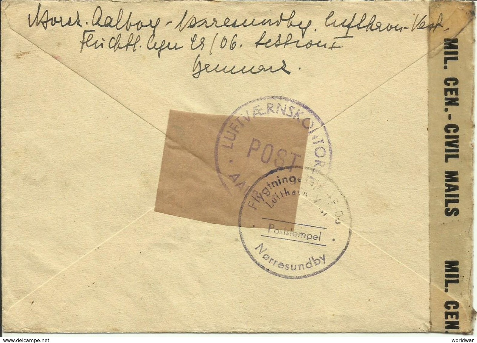 1947  Censured Letter From Aalborg To Heidelberg  Postmarks Luftvaernskontor & Nørresundby - Machines à Affranchir (EMA)