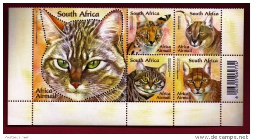 RSA, 2011, MNH Sheet Of Stamps  , SACC 2161-2165, African Wild Cats, M9236 - Unused Stamps