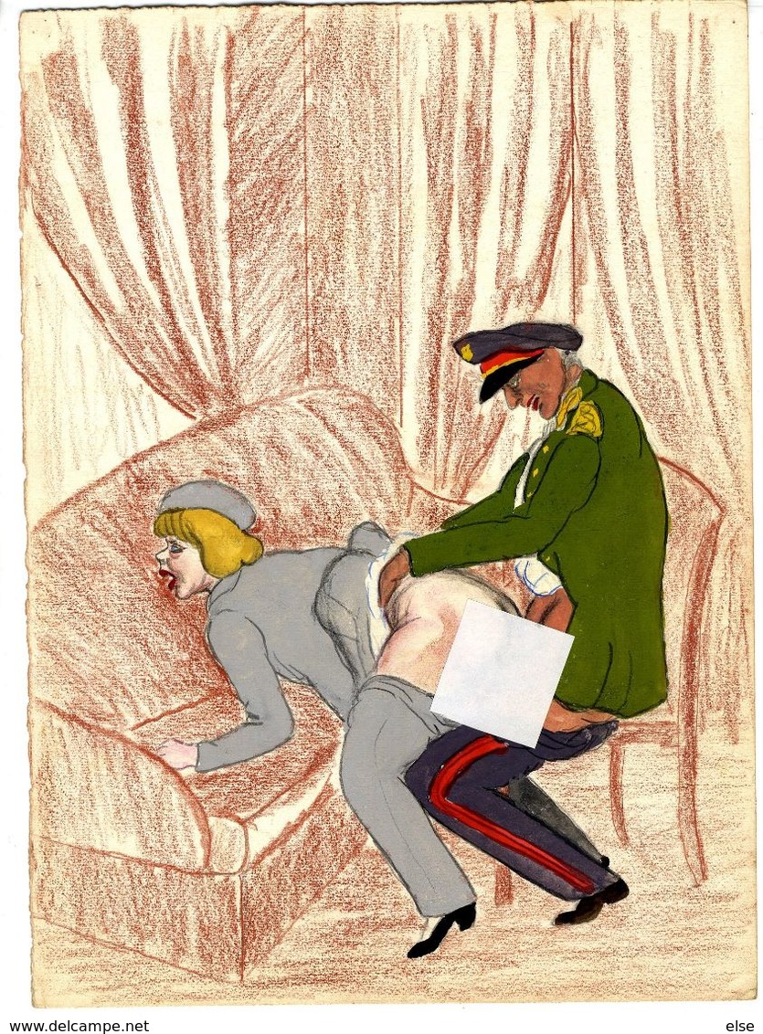 CABARET  DESSIN EROTIQUE COULEUR   ORIGINAL  -   PERIODE GUERRE 39 / 45 - Dessins