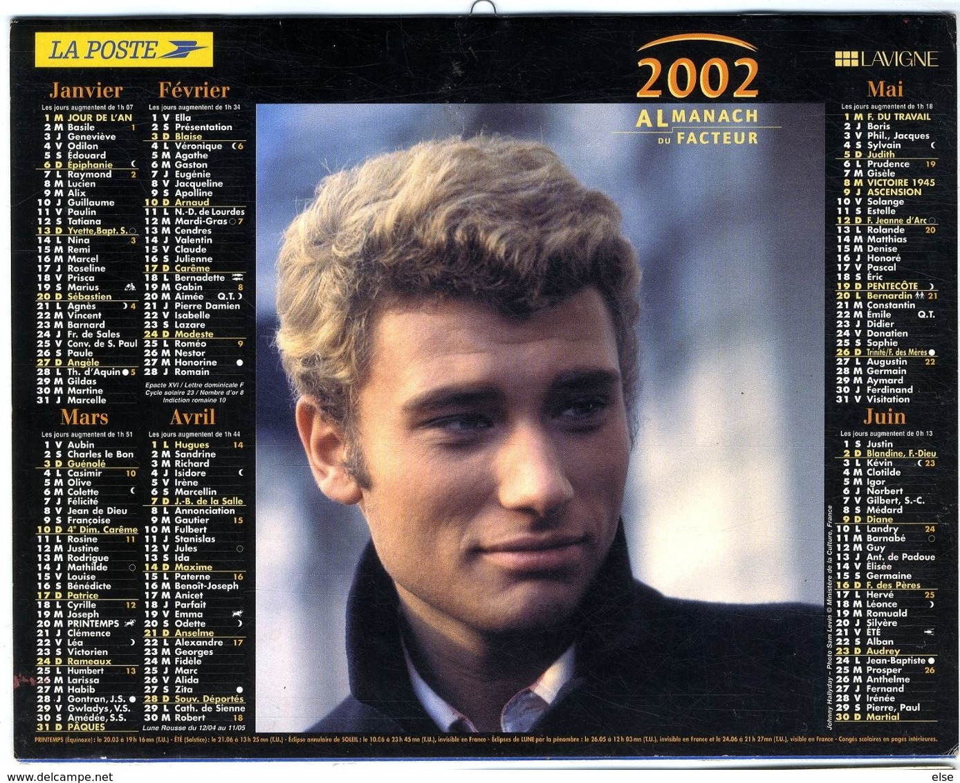 JOHNNY HALLYDAY  SYLVIE VARTAN  -  CALENDRIER 2002 - Grand Format : 2001-...