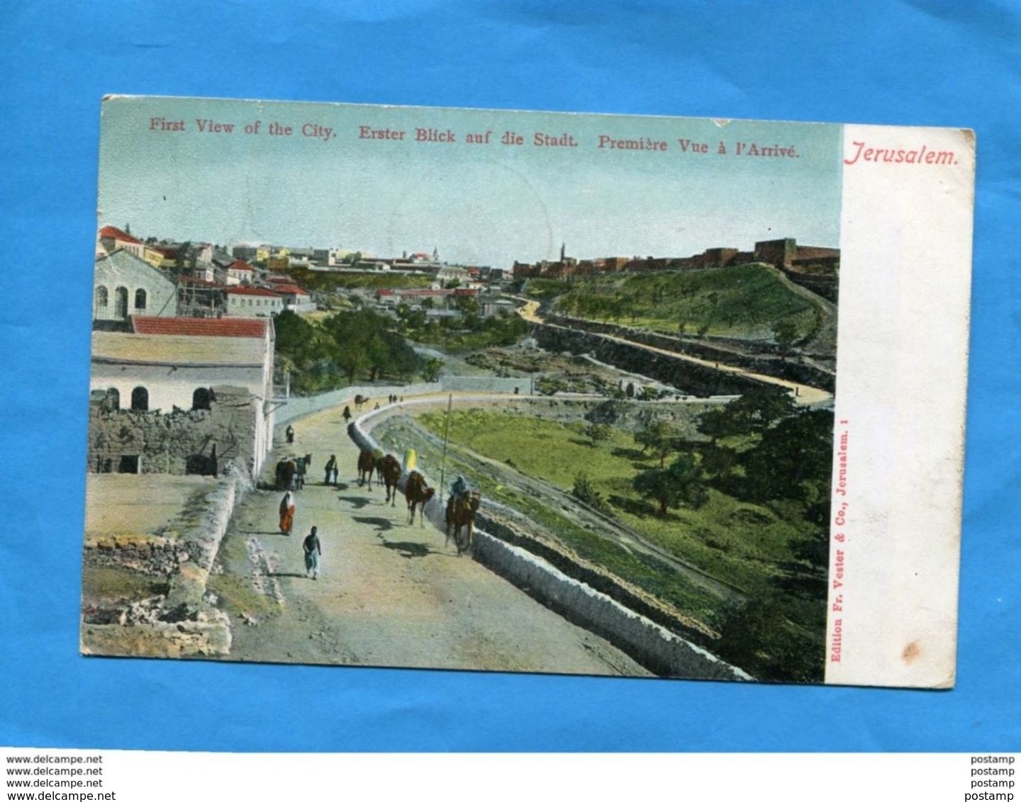 JERUSALEM- -Marcophilie Cad Jerusalem1909 Afft Sur Type Mouchon 10c Levant-cpa   La Route D'entrée Animée-edit Strieman - Storia Postale