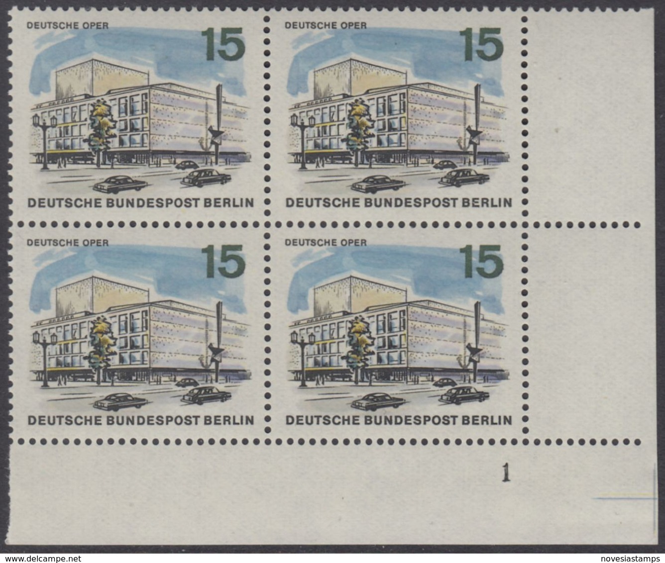 !a! BERLIN 1965 Mi. 255 MNH BLOCK From Lower Right Corner W/ Formnumber (a01) -The New Berlin: Deutsche Oper - Ungebraucht