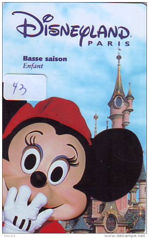 Carte Disney - Disneyland Paris Parc Disney's (43) MICKEY MOUSE * Passeport Euro Disneyland PASSE-PARTOUT - Disney