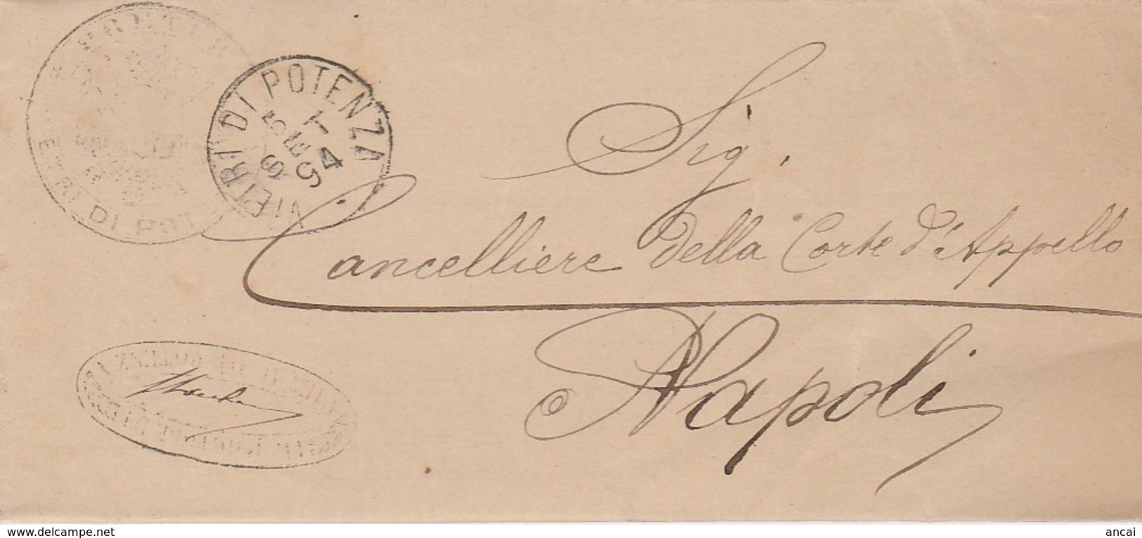 Vietri Di Potenza. 1894. Annullo Grande Cerchio,  Su Lettera In Franchigia. - Storia Postale