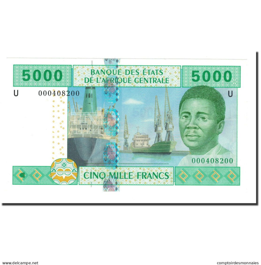 Billet, États De L'Afrique Centrale, 5000 Francs, 2002, KM:209U, SPL+ - États D'Afrique Centrale