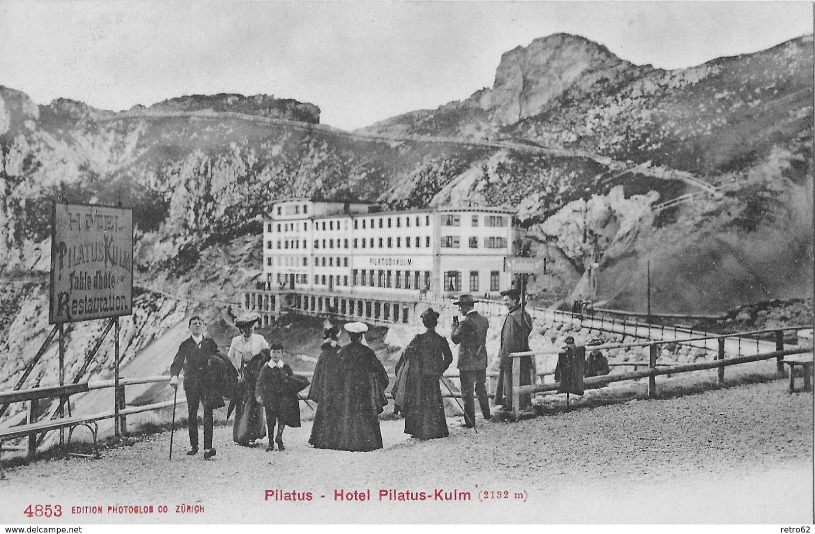 PILATUS KULM → Hotel Pilatus Kulm Mit Touristen, Ca.1900 - Autres & Non Classés