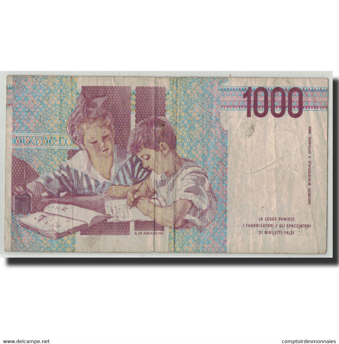 Billet, Italie, 1000 Lire, 1990, 1990-10-03, KM:114c, B+ - 1000 Lire