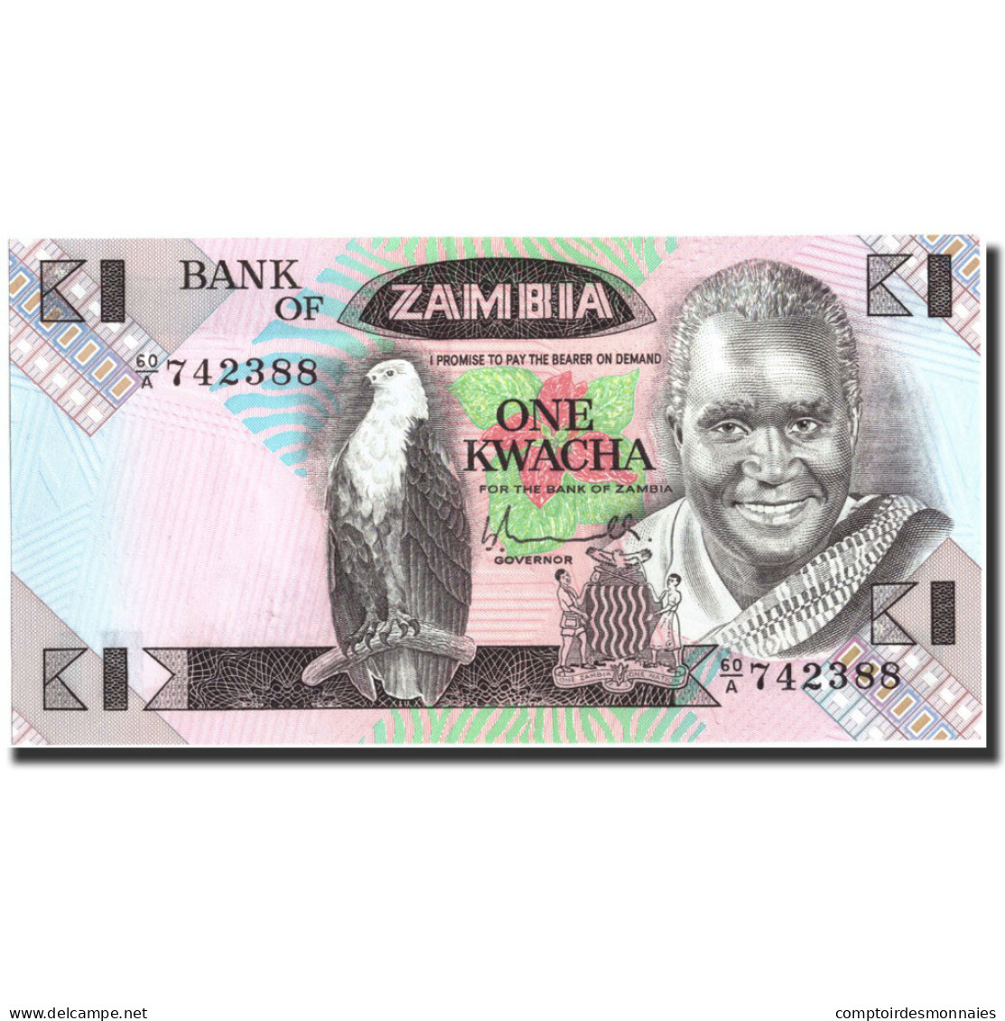 Billet, Zambie, 1 Kwacha, Undated (1980-88), Undated, KM:23a, NEUF - Zambie