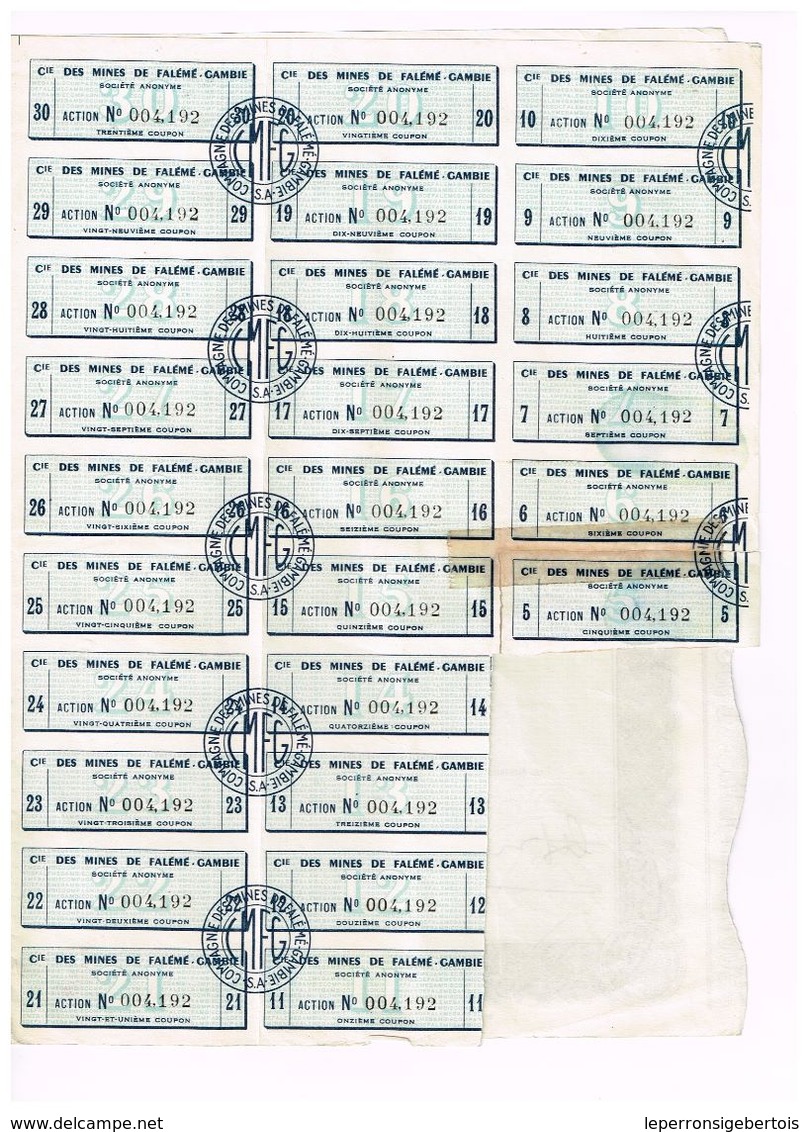 Action Ancienne - Compagnie Des Mines De Falémé-Gambie - Titre De 1955 - Mines