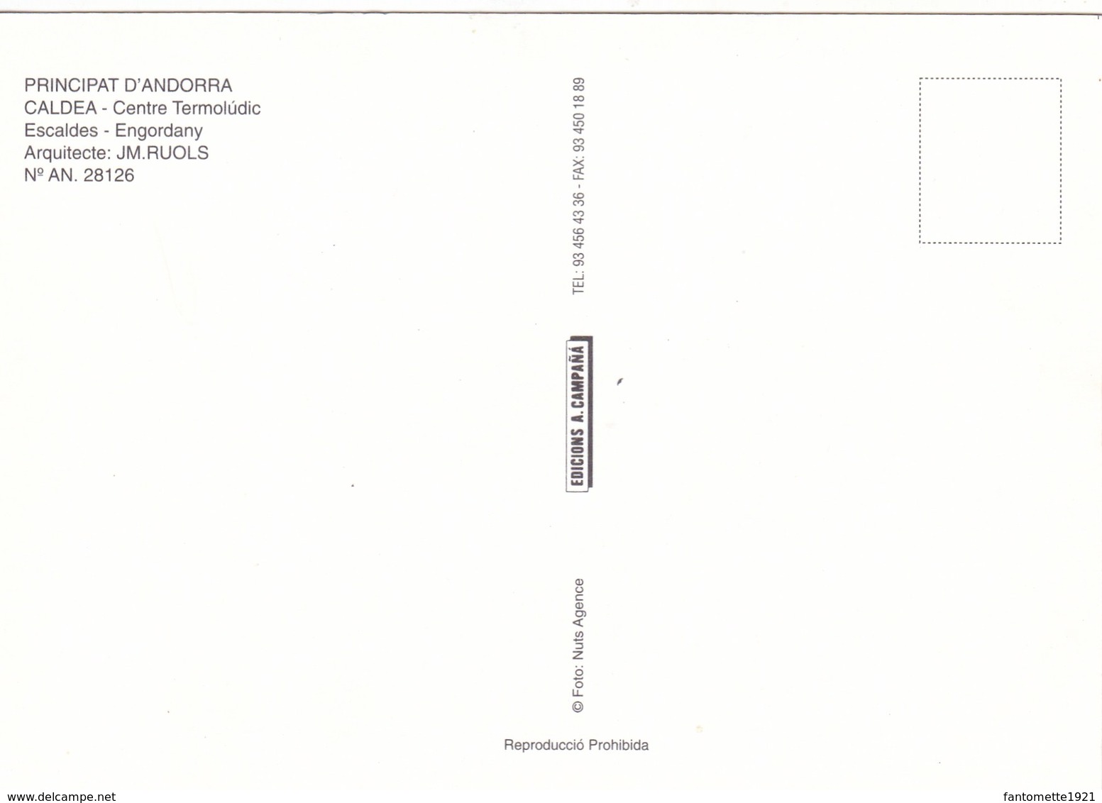 PRINCIPAT D'ANDORRA CALDEA  CENTRE TERMOLUDIC (dil343 - Andorre