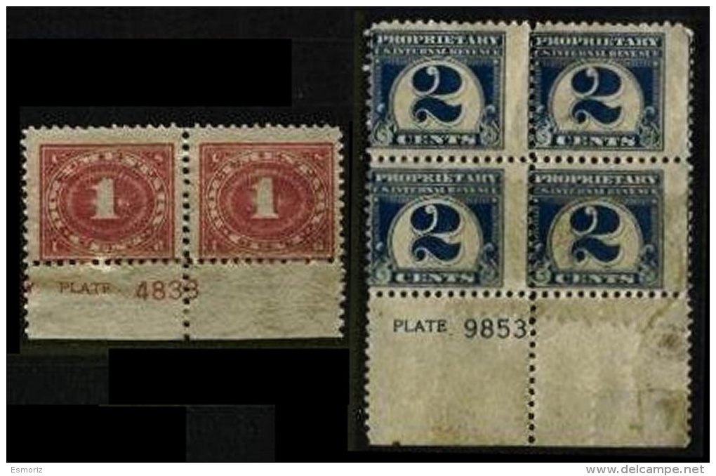 UNITED STATES, Plate Blocks, (*) MNG, Ave/F - Fiscaux