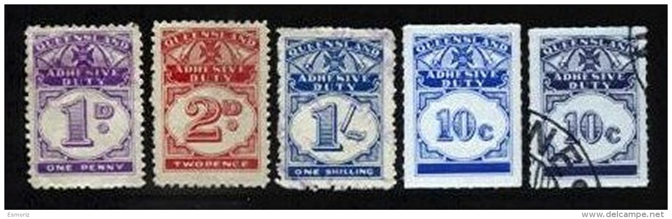 QUEENSLAND, Adhesive Duty, */o M/U, F/VF - Fiscaux