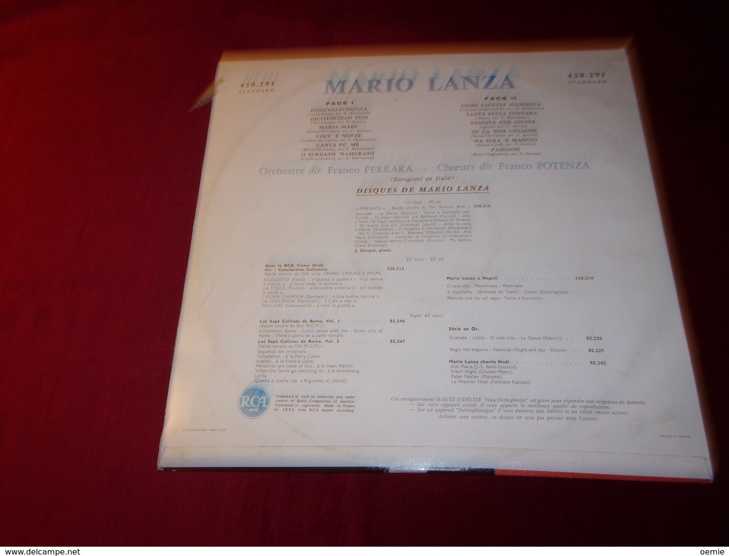 MARIO LANZA  °° FUNICULI FUNICULA   33 TOURS 12 TITRES - Other - Italian Music