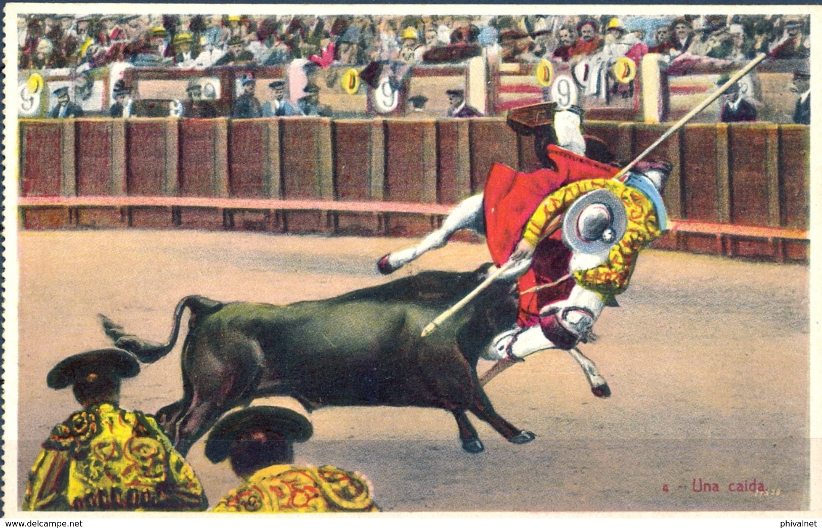 TARJETA POSTAL SIN CIRCULAR , TOROS , TAUROMAQUIA , BULLFIGHTING , UNA CAIDA - Corridas