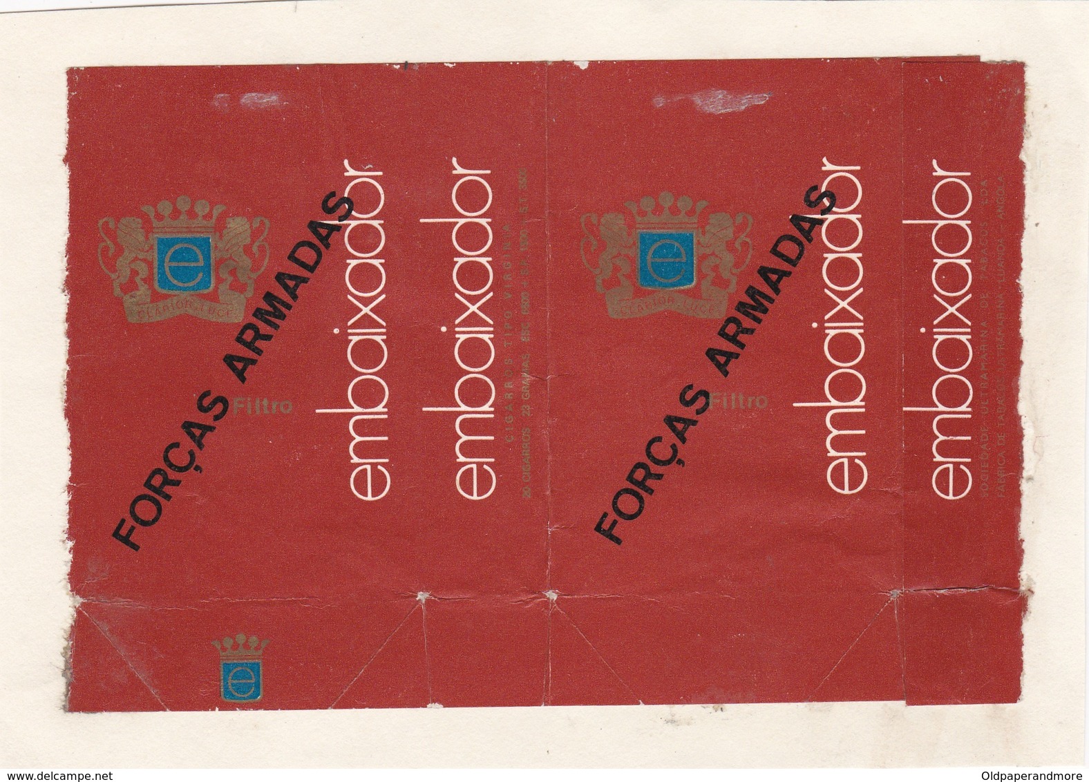 PORTUGAL ANGOLA - LUANDA-  TABACO TOBACCO LABEL - EMBAIXADOR - FORÇAS ARMADAS   - CIGARS - Labels