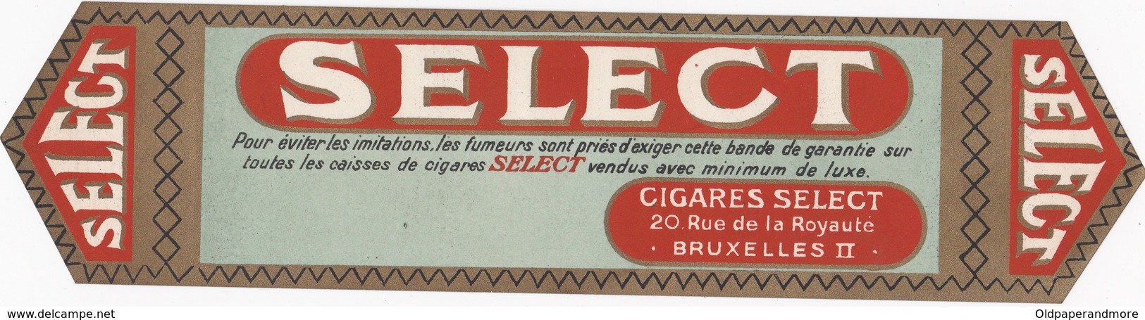 BELGIUM  BELGIQUE  OLD  -  TABACO TOBACCO LABEL - SELECT  - CIGARS - Etiketten