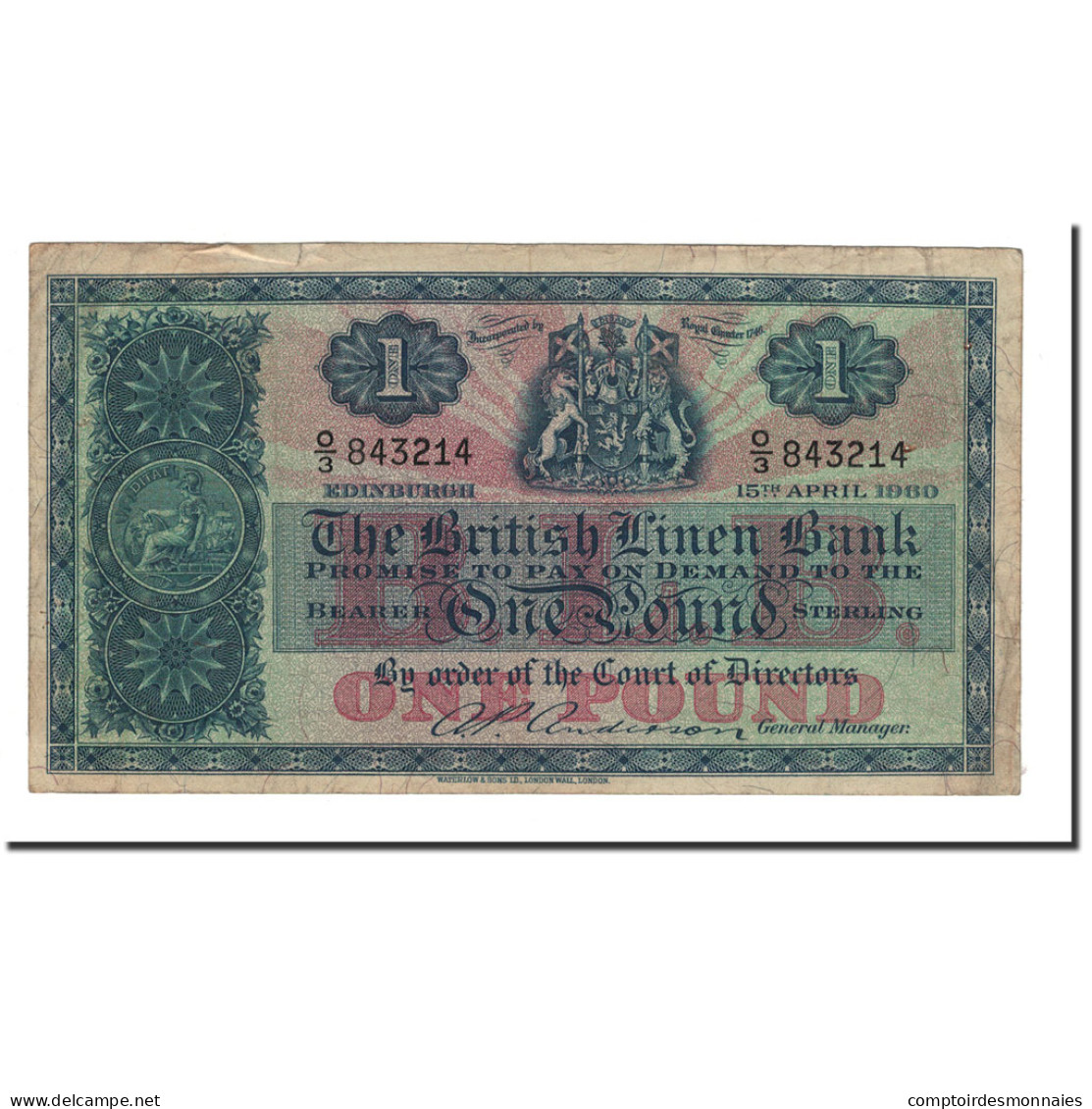 Billet, Scotland, 1 Pound, 1960, 1960-04-15, KM:157e, TB+ - 1 Pond