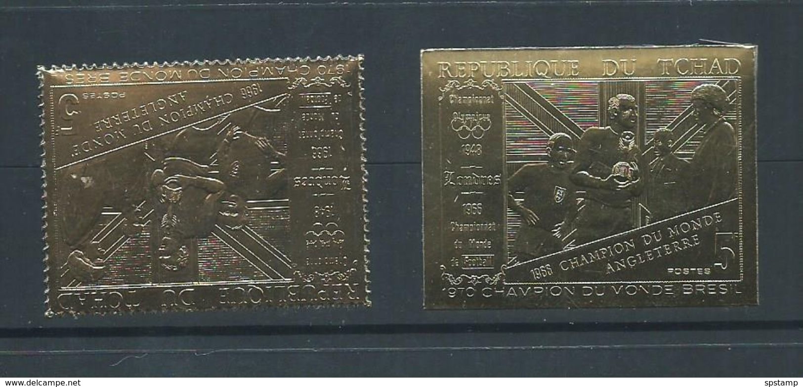 Chad Tchad 1970 World Soccer Cup 5 Fr Gold Foil Perforate & Imperforate MNH - 1974 – West Germany