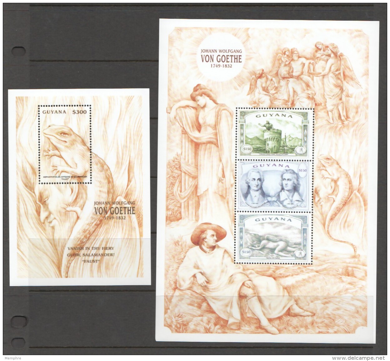 1999  Goethe &laquo;faust&raquo; Set Of 2 Souvenir Sheets MNH  ** - Guyana (1966-...)