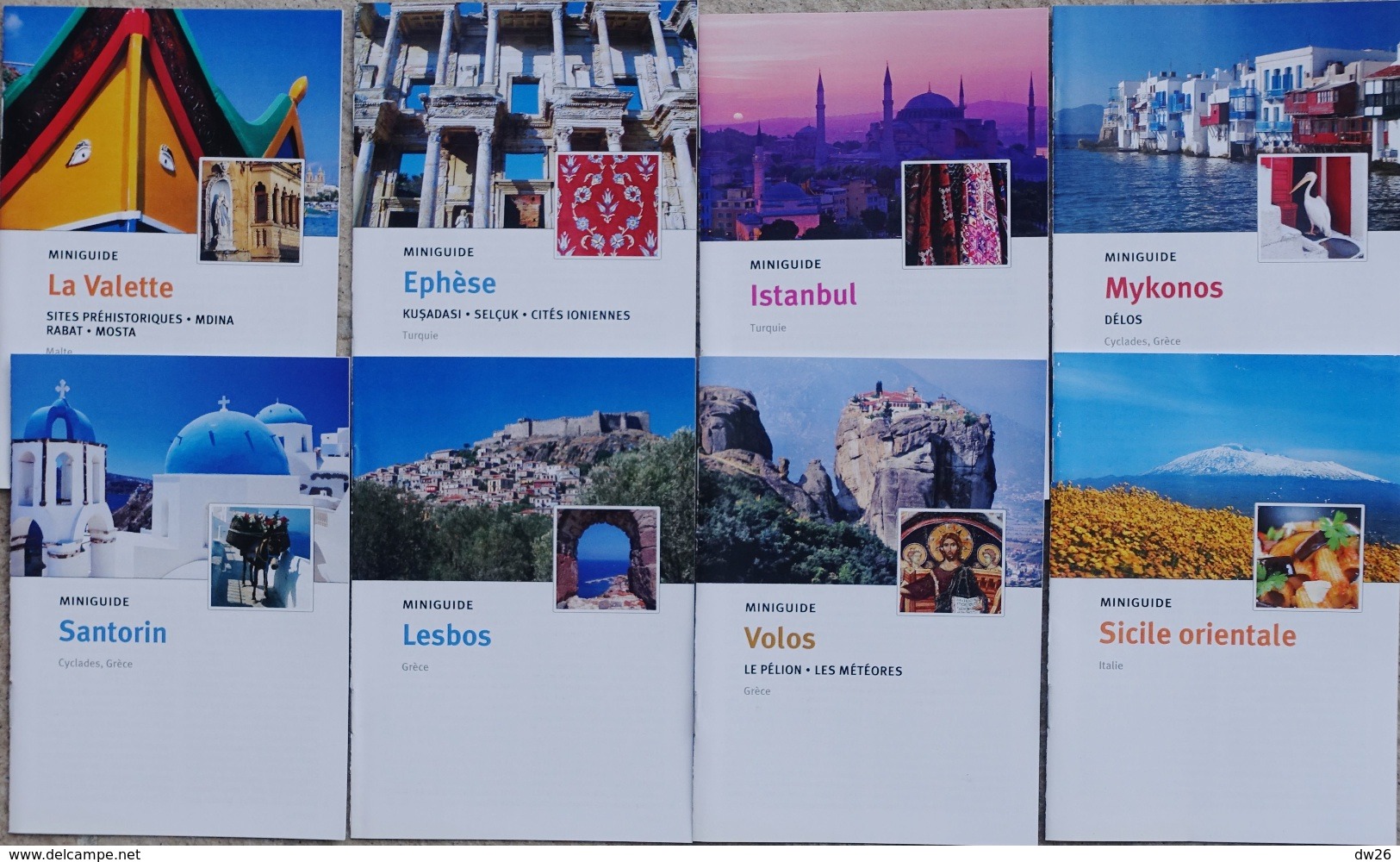 Miniguide  - Lot De 8 Guides Touristiques Méditerranée: Santorin, Mykonos, La Valette, Lesbos, Ephèse, Istambul... - Dépliants Touristiques
