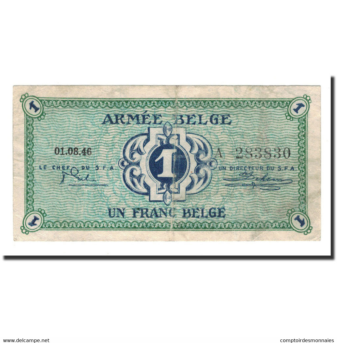 Billet, Belgique, 1 Franc, 1946, 1946-08-01, KM:M1a, TB+ - 1-2 Franchi