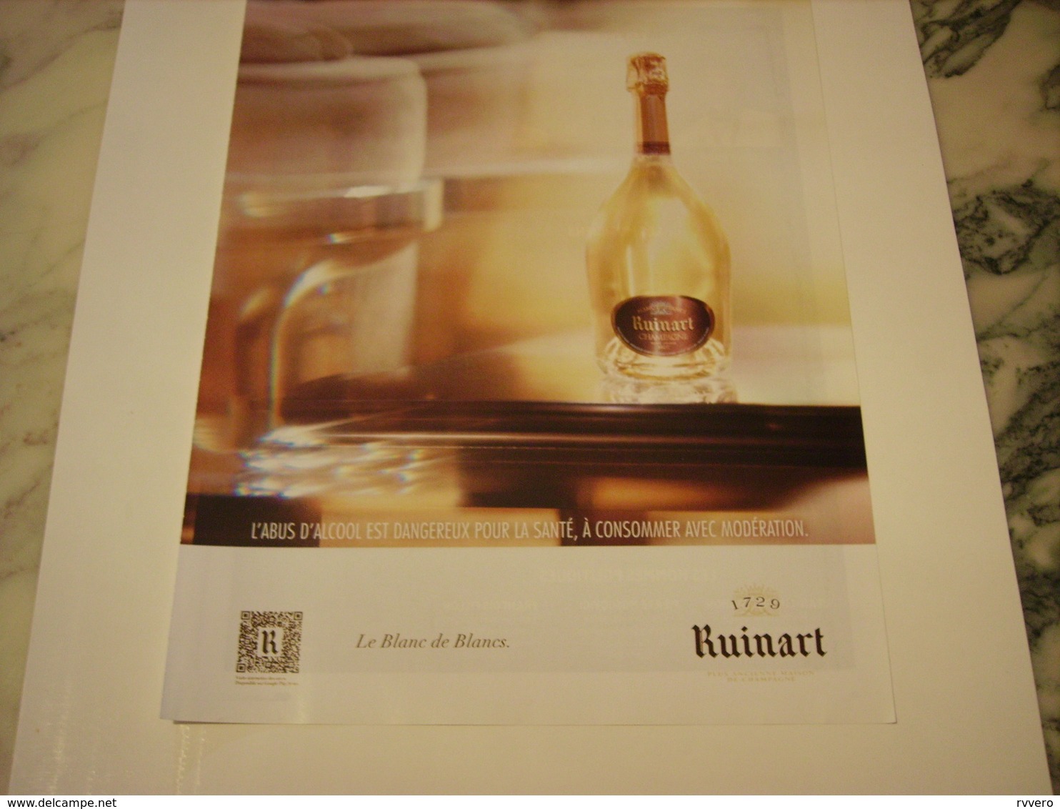 PUBLICITE  LE BLANC DE BLANC RUINART 2013 - Alcohols