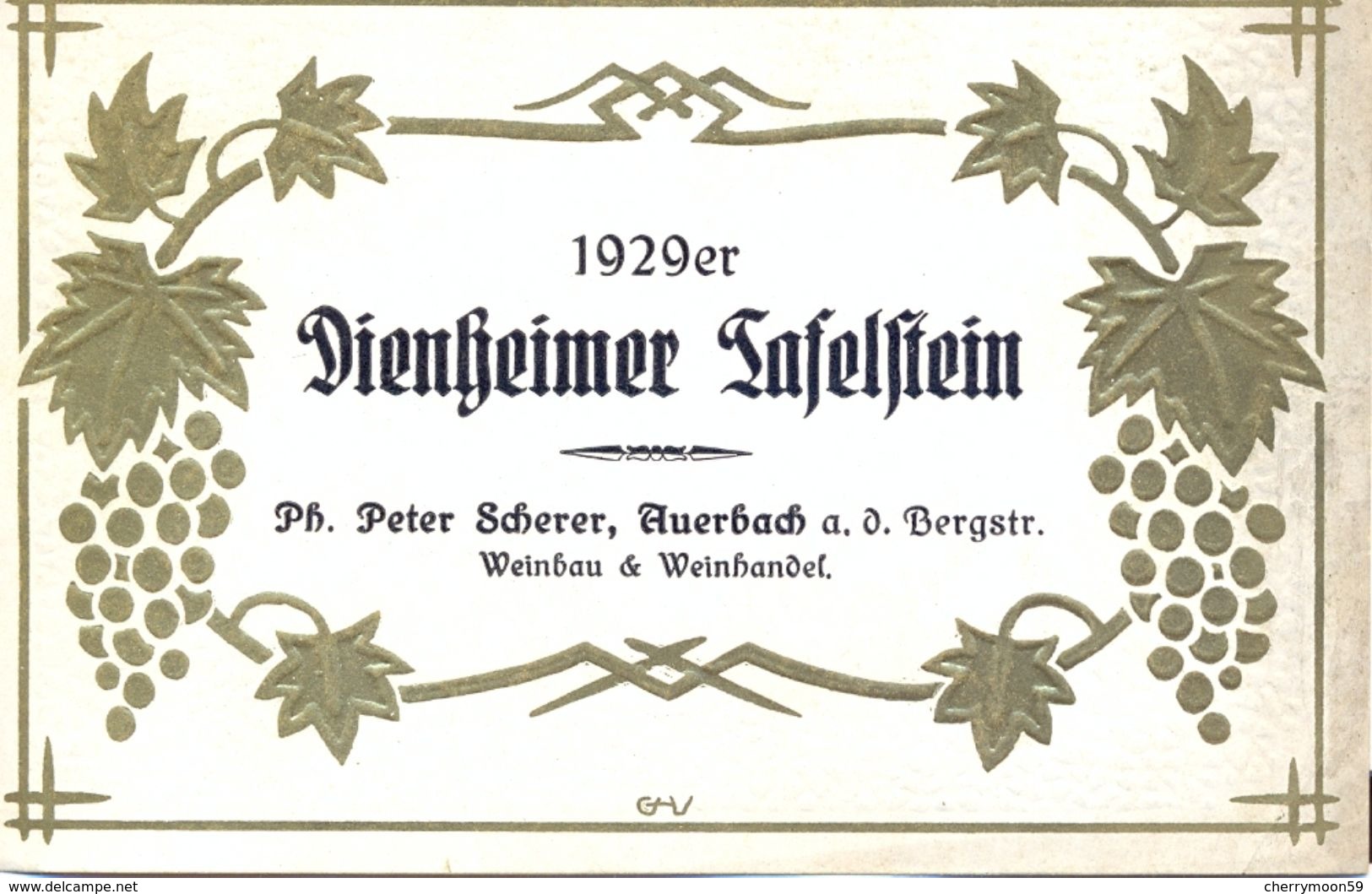 1 Etiquette Ancienne De VIN ALLEMAND - DIENGEIMER TAFELSTEIN 1929 - WEINBAU - Riesling