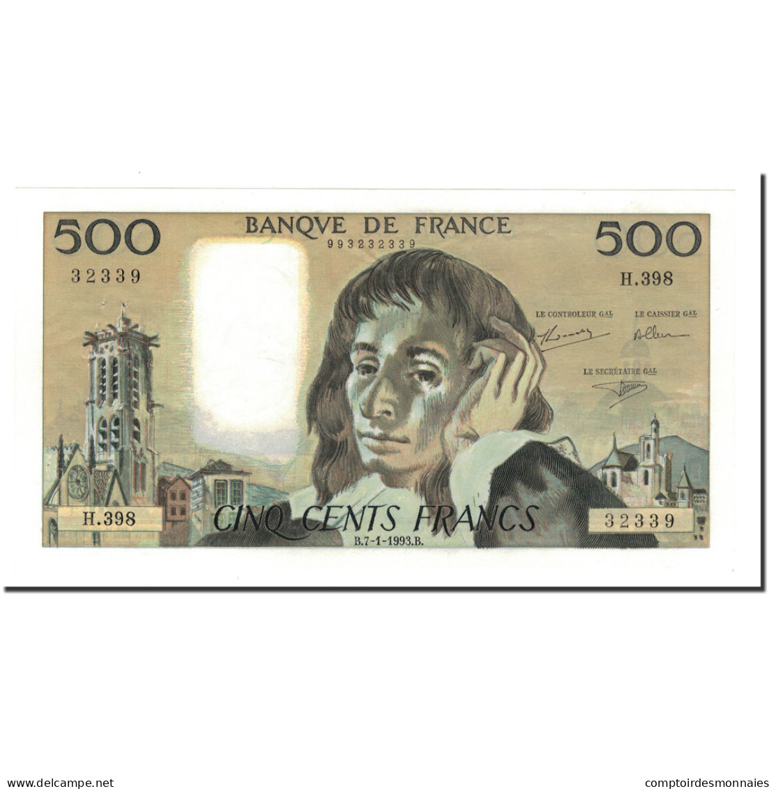 France, 500 Francs, 1993, 1993-01-07, SPL - 500 F 1968-1993 ''Pascal''