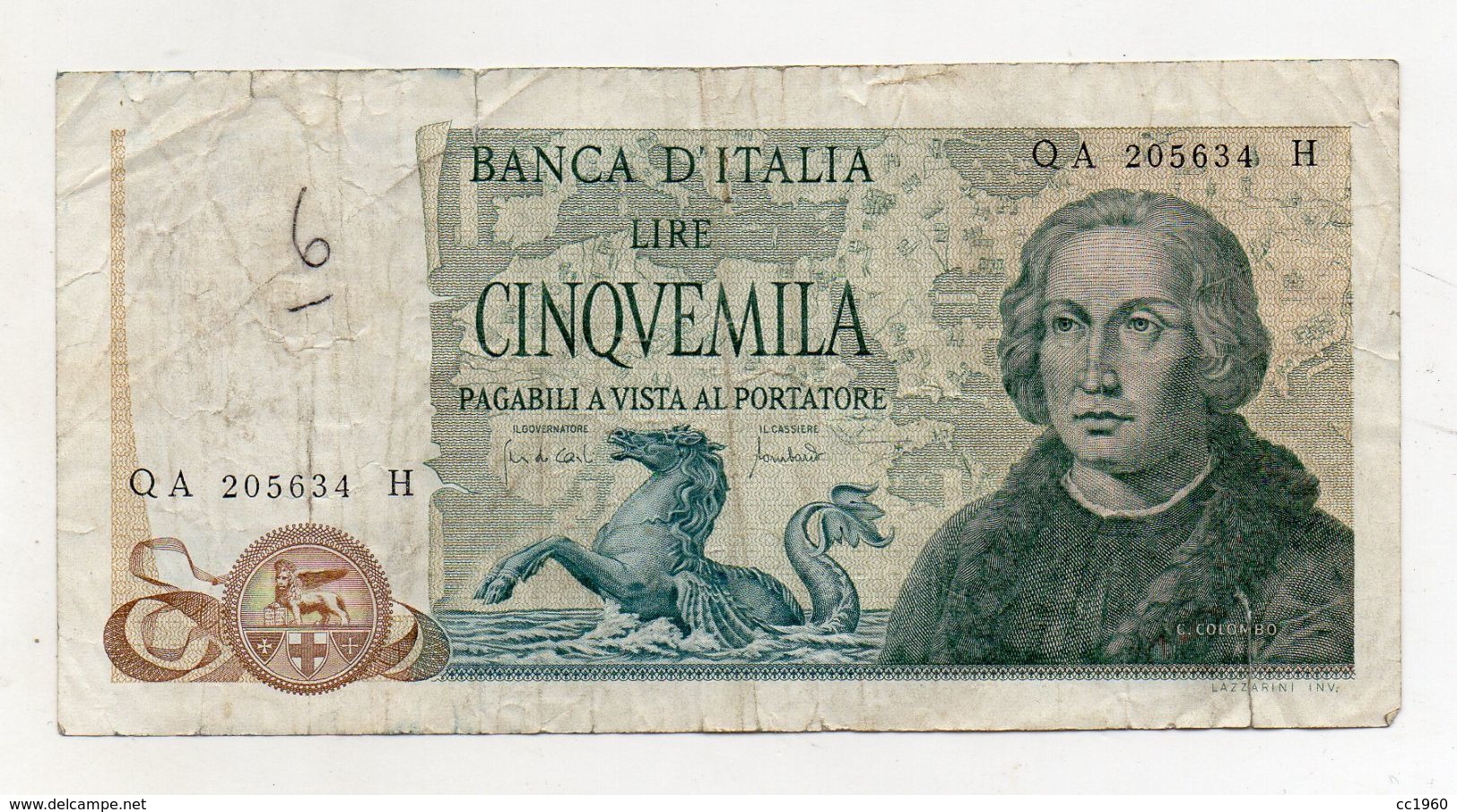 Italia - Banconota Da Lire 5.000 " Cristoforo Colombo " 3 Caravelle - Decreto 20.05.1971 - (FDC8372) - 5000 Lire