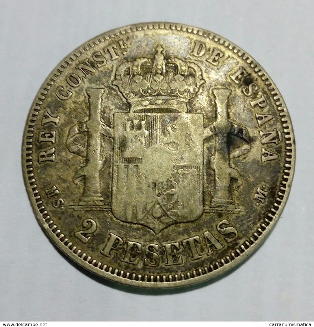 SPAGNA / SPAIN - 2 Pesetas (1882) ALFONSO XII - AG / SILVER - Primi Conii