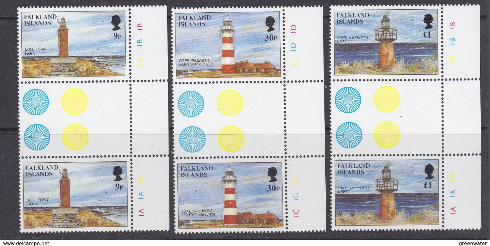 Falkland Islands 1997 Lighthouses 3v Gutter ** Mnh (37634B) - Falklandeilanden