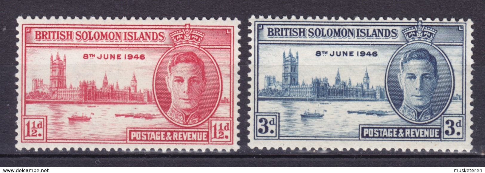 British Solomon Islands 1946 Mi. 72-73 King George VI. Victory Issue Complete Set MH* - Iles Salomon (...-1978)