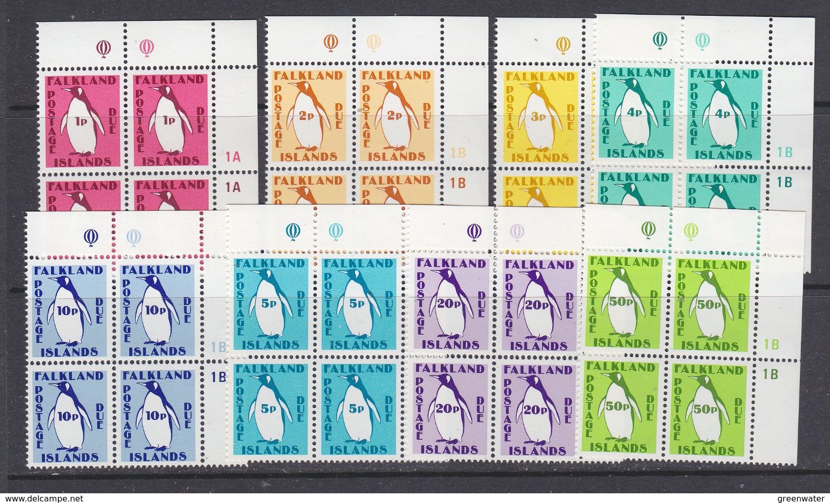 Falkland Islands 1991 Postage Due 8v Bl Of 4(corner) ** Mnh (37635C) - Falklandinseln