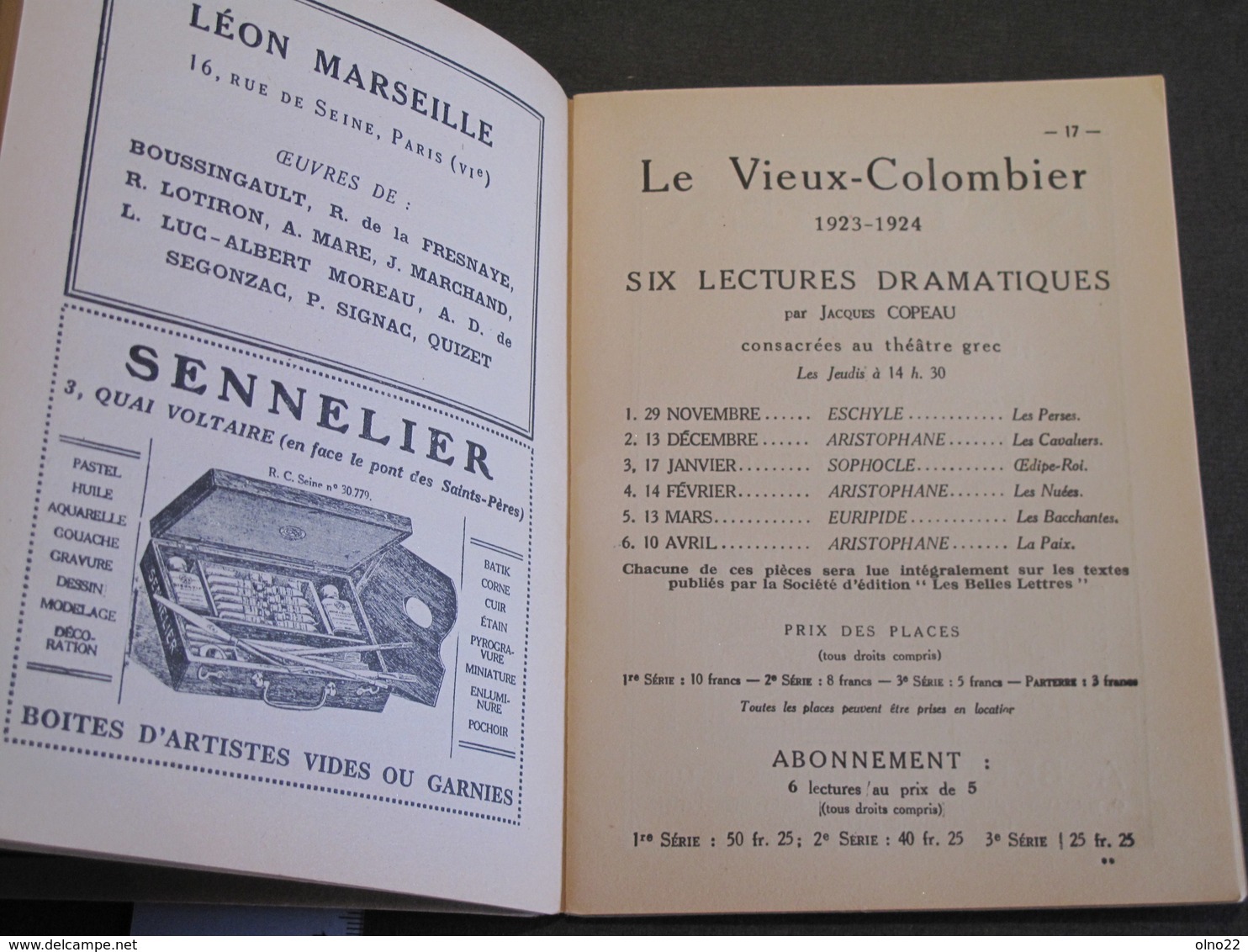PARIS 1924 LE VIEUX COLOMBIER Rue Du Vieux Colombier, Programme 56pp - Programs
