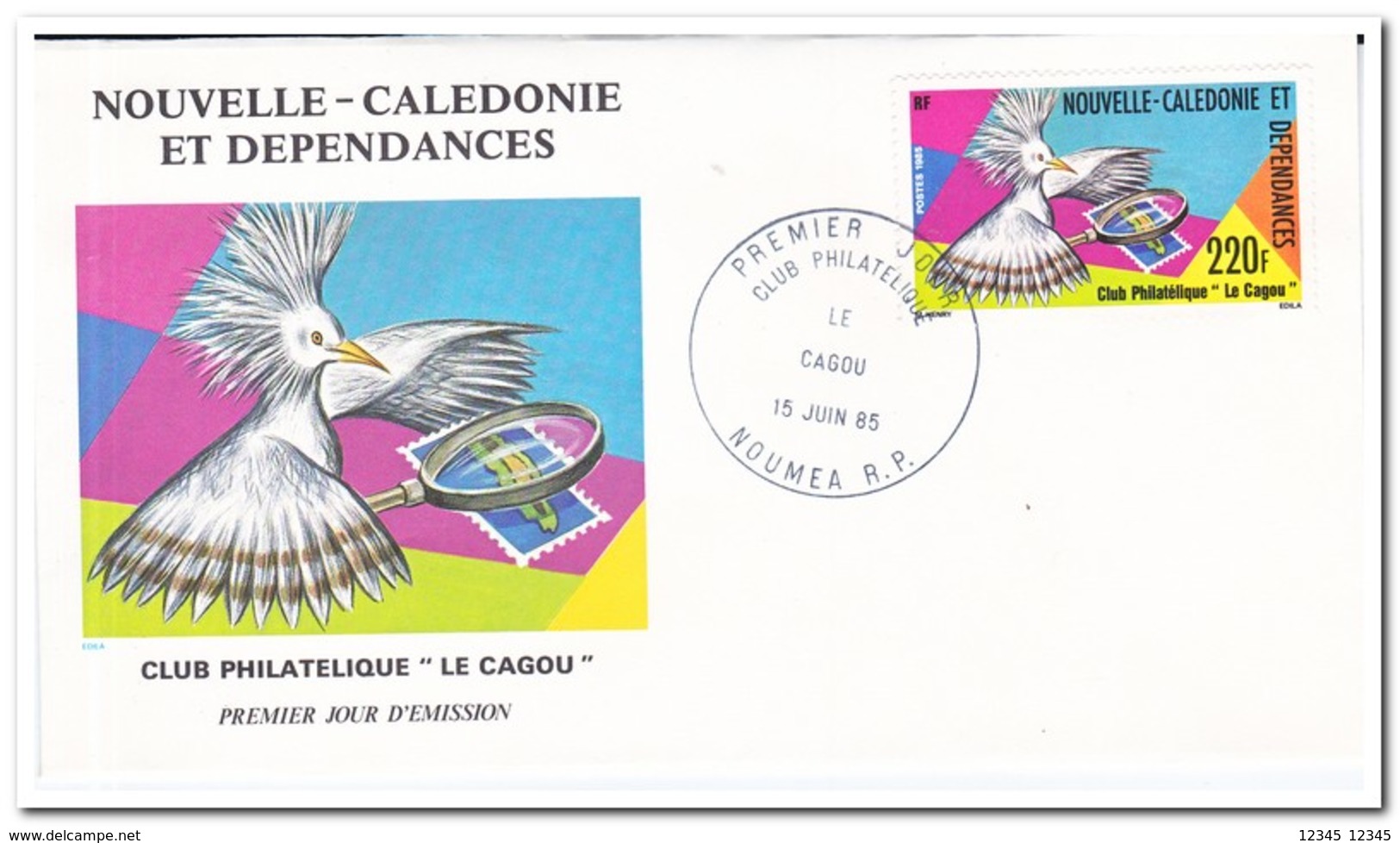 Nieuw Caledonië 1985, FDC, Philatelists Association "Le Cagou" - FDC