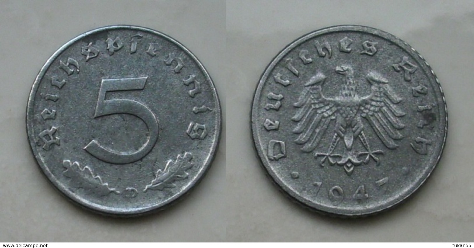 Alliierte Besetzung 5 R.Pf. 1947D Schön !    (K227) - 5 Reichspfennig