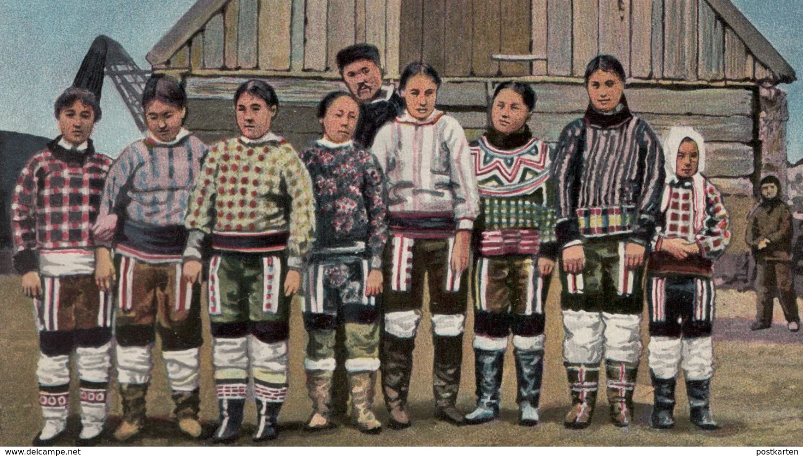 ALTE POSTKARTE EIN GRÖNLÄNDISCHER BLUMENSTRAUSS GRÖNLAND OTTO SVERDRUP NEUES LAND Tracht Traditional Costume Kaloallit - Greenland