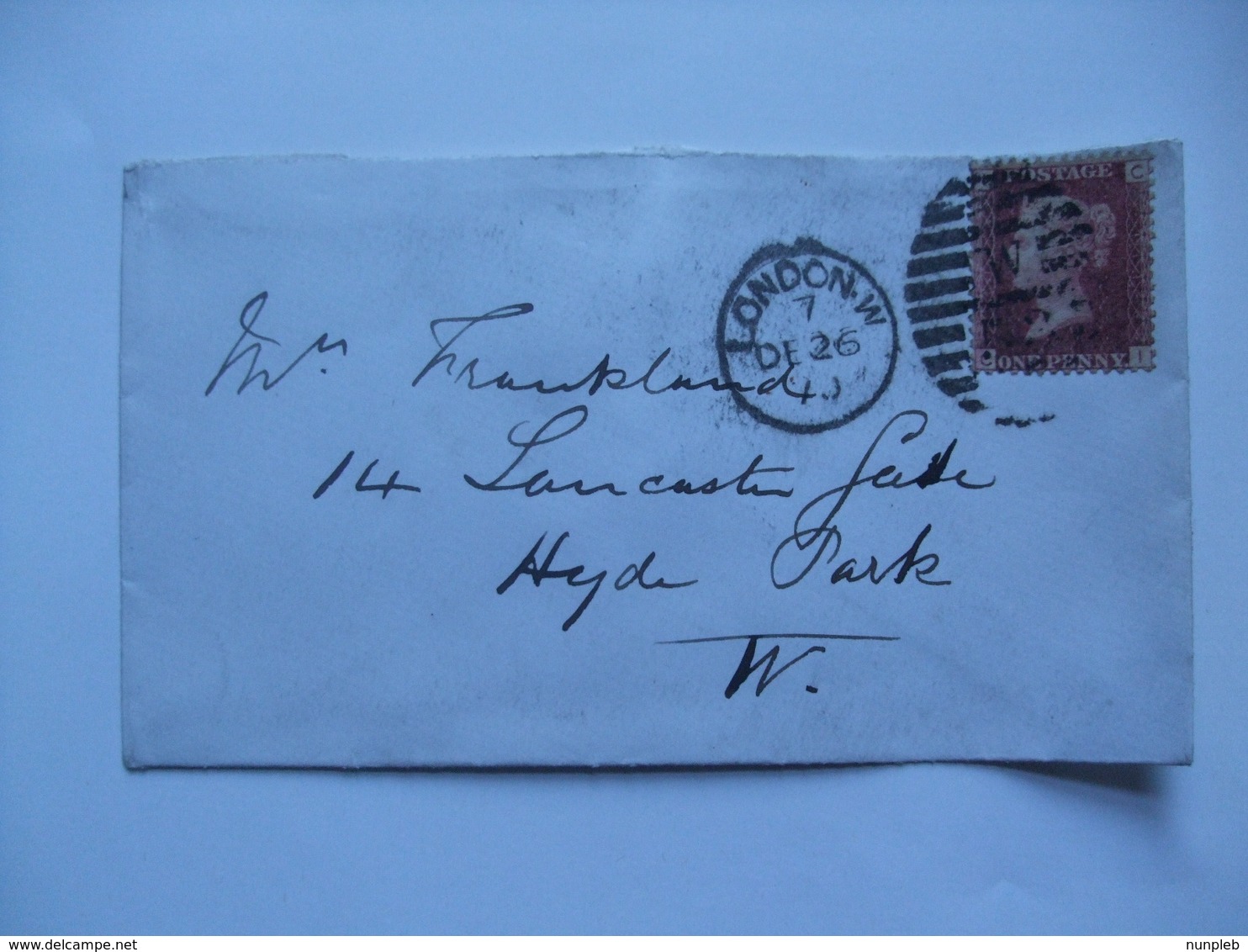 GB Victoria 1870 Cover London Marks To Professor Edward Frankland Chemist - Tied With Plate 111 Penny Red - Cartas