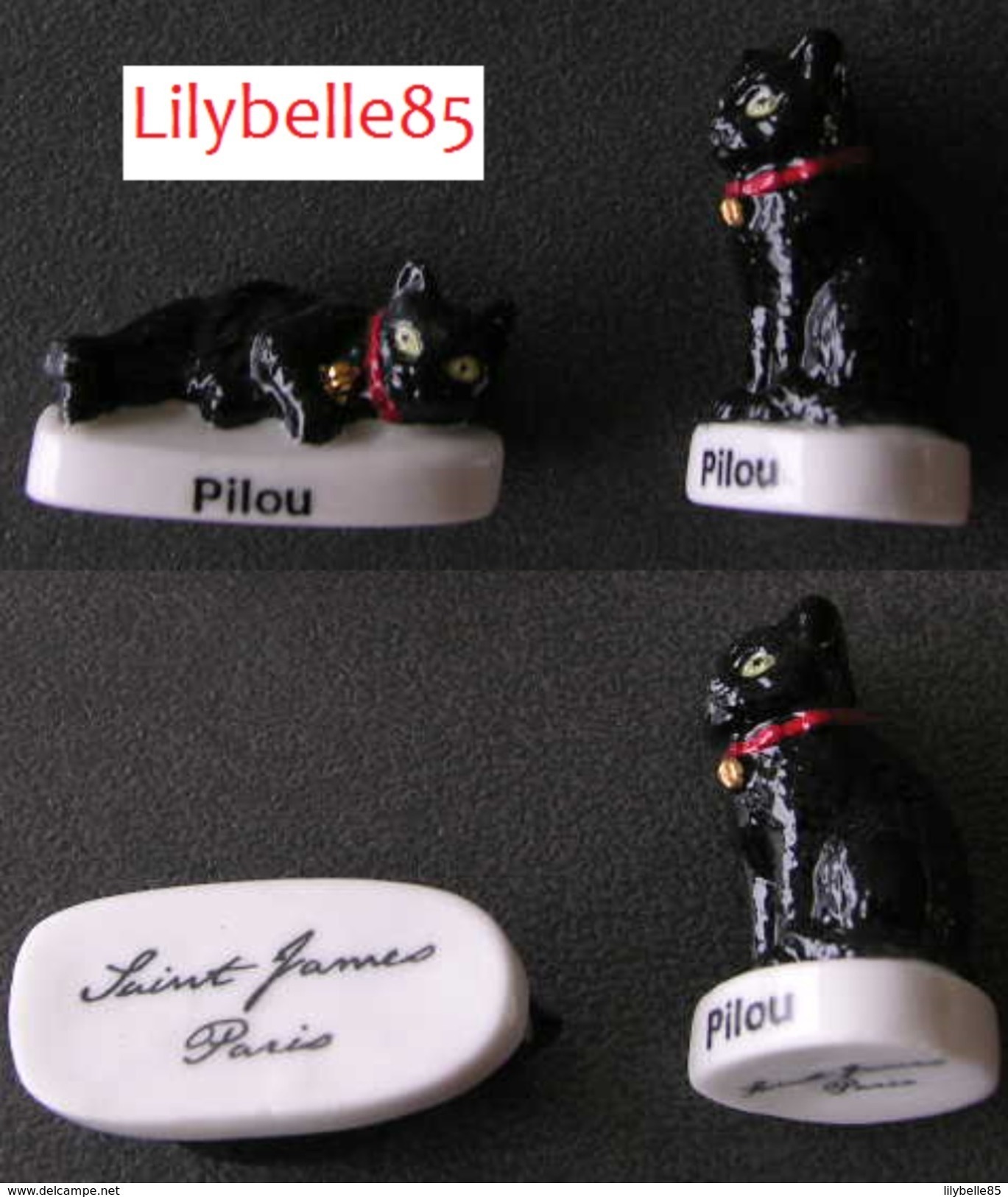 Série Complète De 2 Fèves PERSO En Porcelaine - CHATS PILOU - SAINT JAMES - PARIS ( Feve Chat Cat ) RARE - Tiere