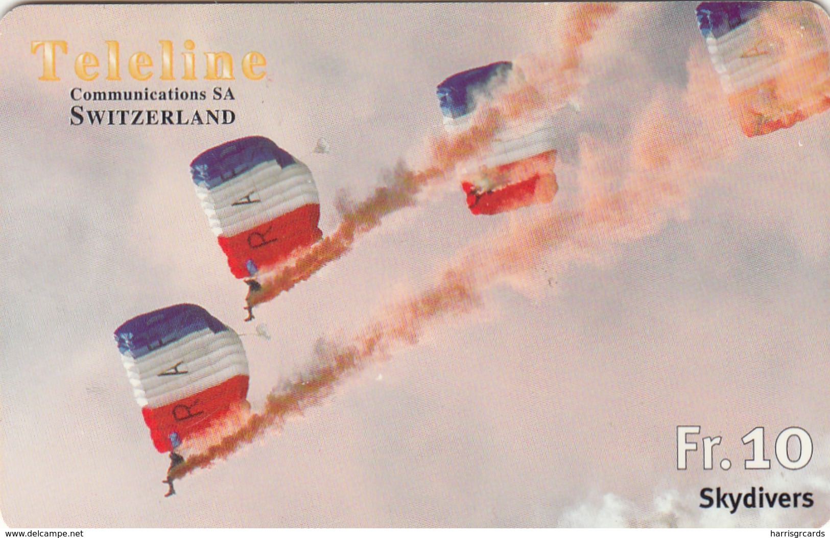 SWITZERLAND - Skydivers, Teleline Prepaid Card Fr.10, Used - Suisse