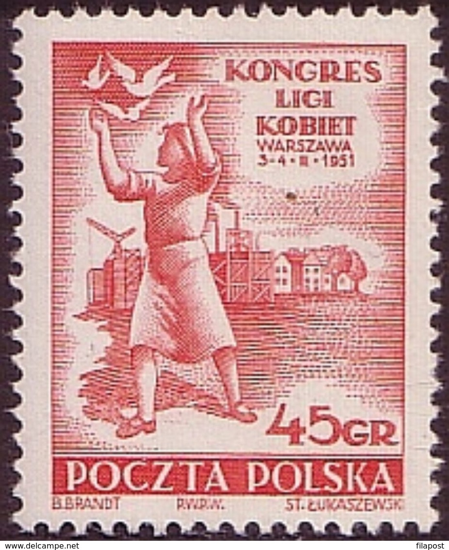 1951, Poland, Mi 684, Woman, III Congress Of Women's League. Pigeon. MHN** - Unused Stamps