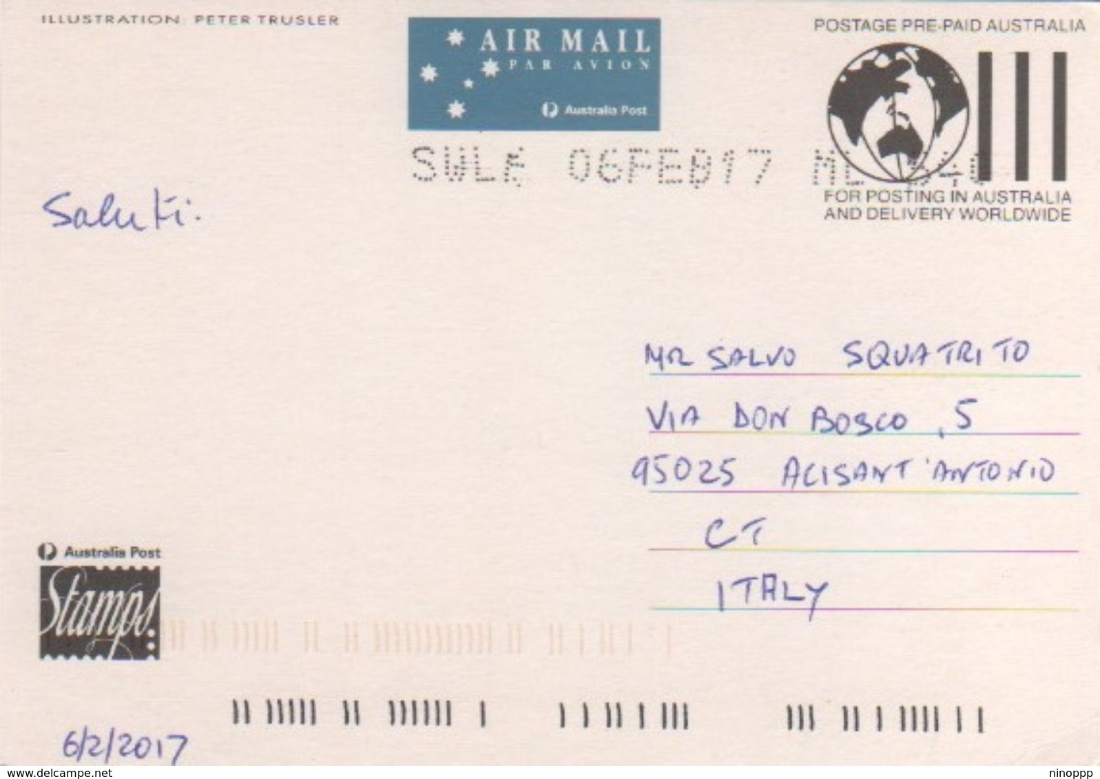 Australia 2017 Postally Used Maximum Card,sent To Italy,1993 Dinosaur,Minmi - Maximum Cards