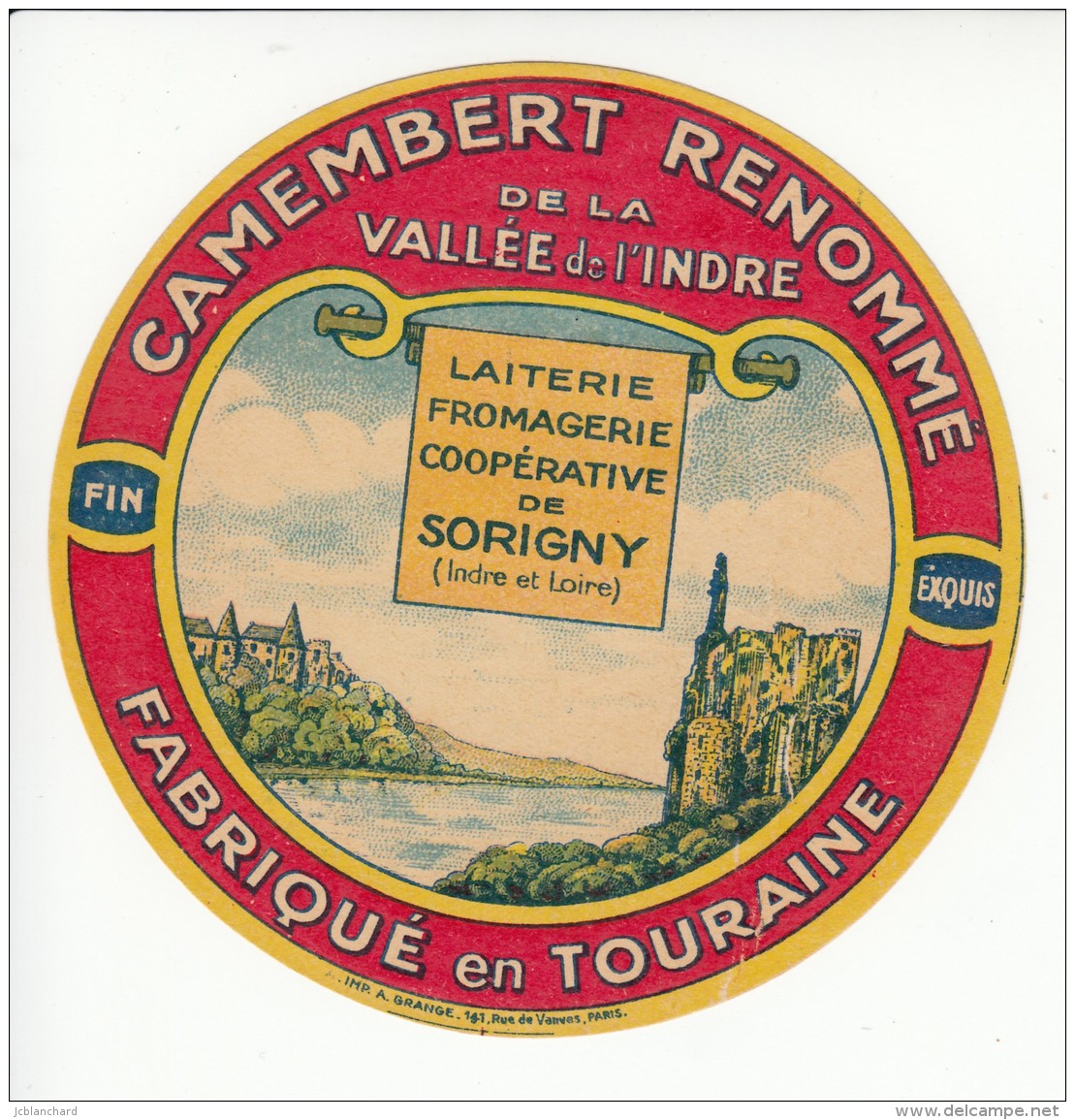 Etiquette De Fromage Camembert Renommé - Sorigny - Indre Et Loire - Imp. Grange. - Fromage