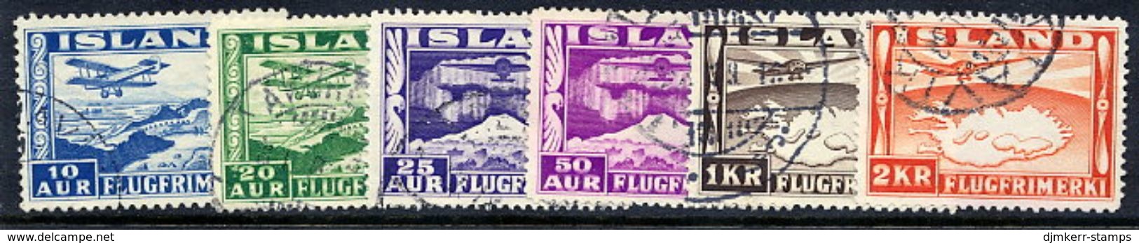 ICELAND 1934 Airmail Set Of Six, Used.  Michel 175-180 - Aéreo