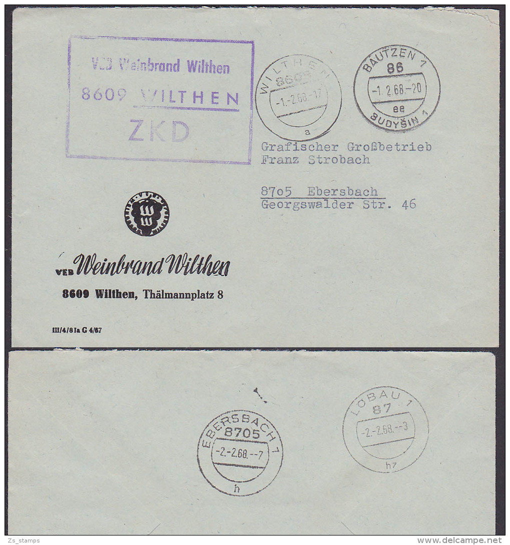 Wilthen VEB Weinbrand ZKD-Brief Germany East , GDR, Zweispachiger Stempel Butzen Budysin - Otros & Sin Clasificación