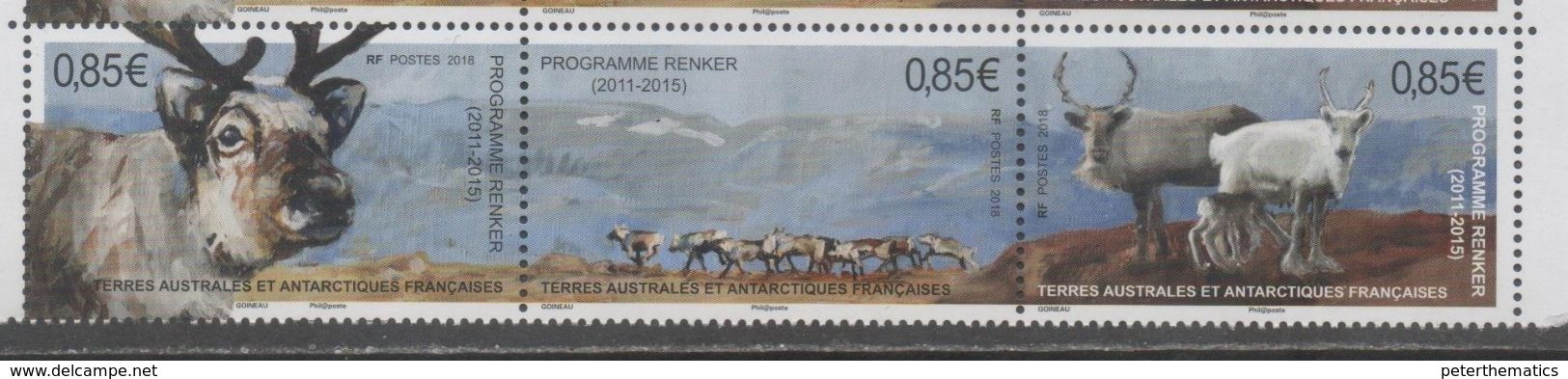 TAAF, FRENCH ANTARCTIC, 2018, MNH , REINDEER, MOUNTAINS, 3v SE-TENANT STRIP - Other & Unclassified