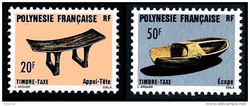 POLYNESIE 1987 - Yv. Taxe 8 Et 9 ** TB  Faciale= 0,59 EUR - Artisanat : Appui-tête Et Ecope  ..Réf.POL23321 - Timbres-taxe