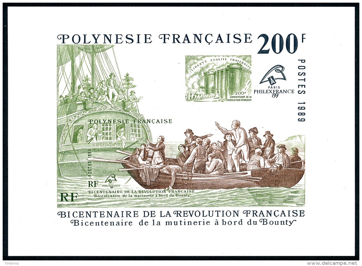 POLYNESIE 1989 - Yv. BF 15 ** SUP  Cote= 17,00 EUR - Révolution Française. Bounty  ..Réf.POL23329 - Blocs-feuillets