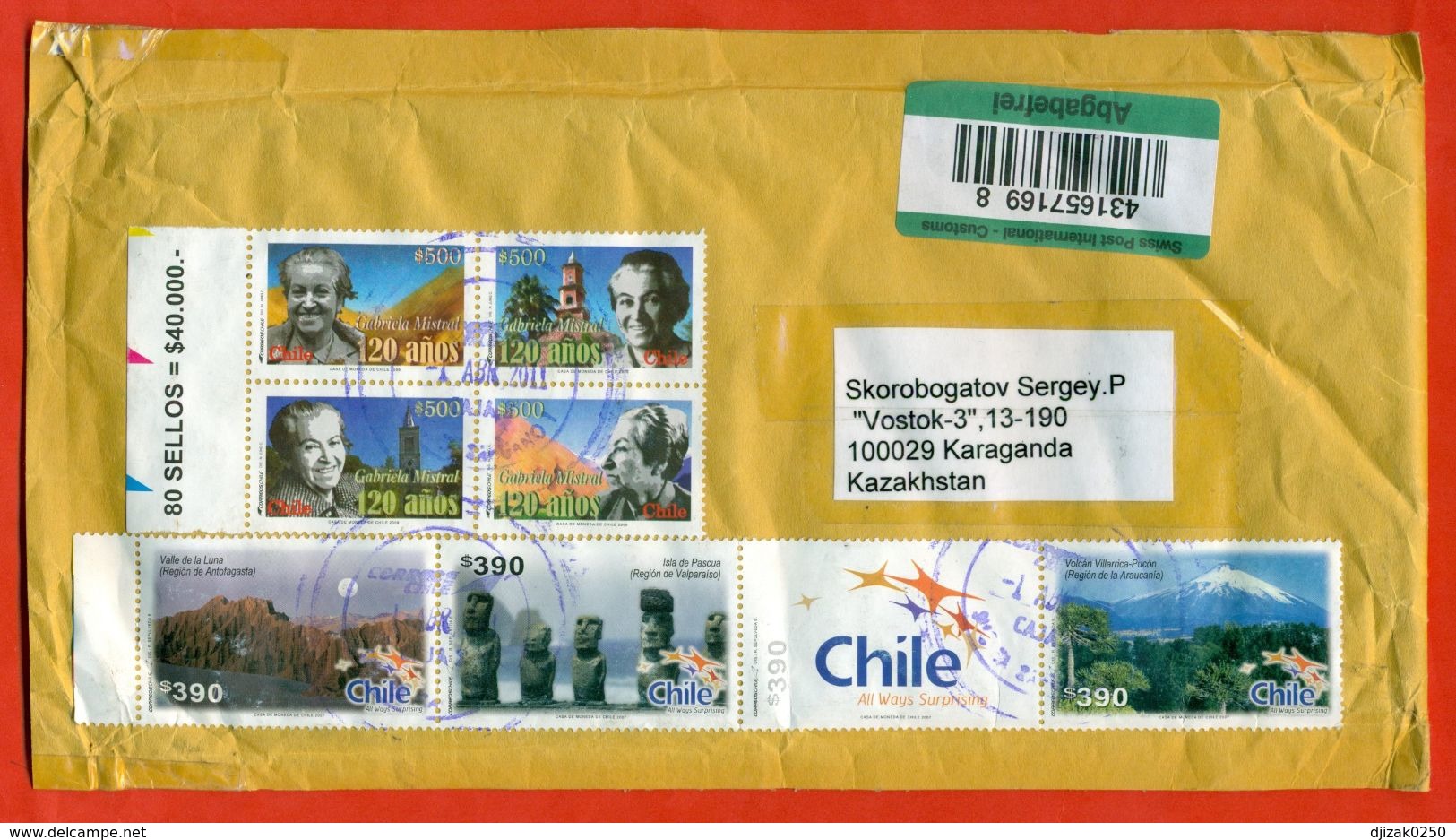 Chile 2011.Envelope Passed The Mail.Registered. - Chile