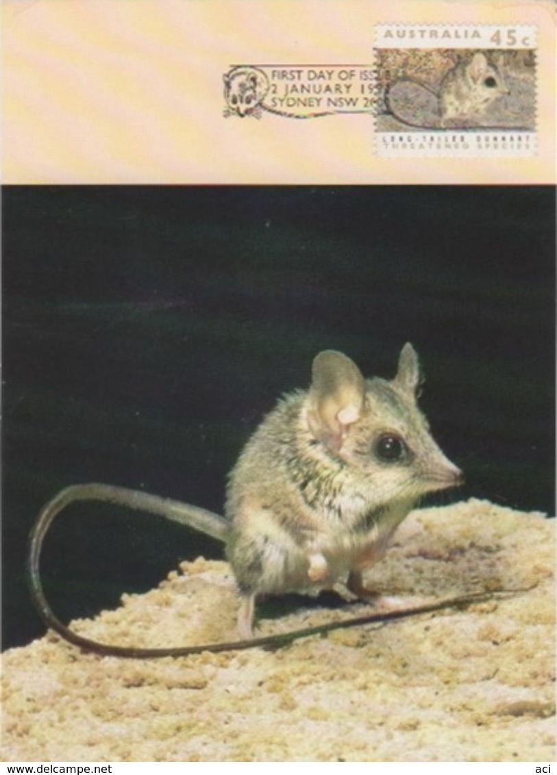 Australia 2017 Postally Used Maximum Card,sent To Italy,1992 Threatened Species,Long Tailed Dunnart - Maximum Cards
